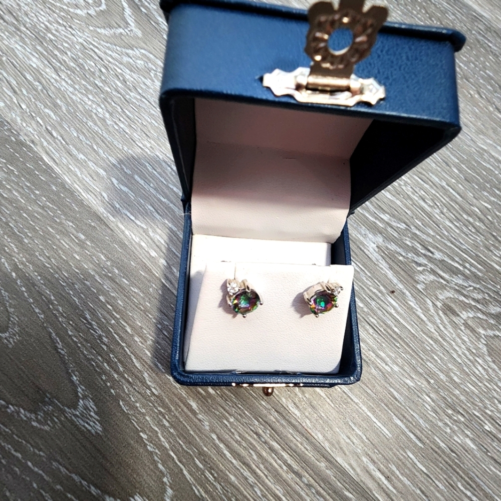 Elegant Silver and Green Stud Earrings Fine Jewelers